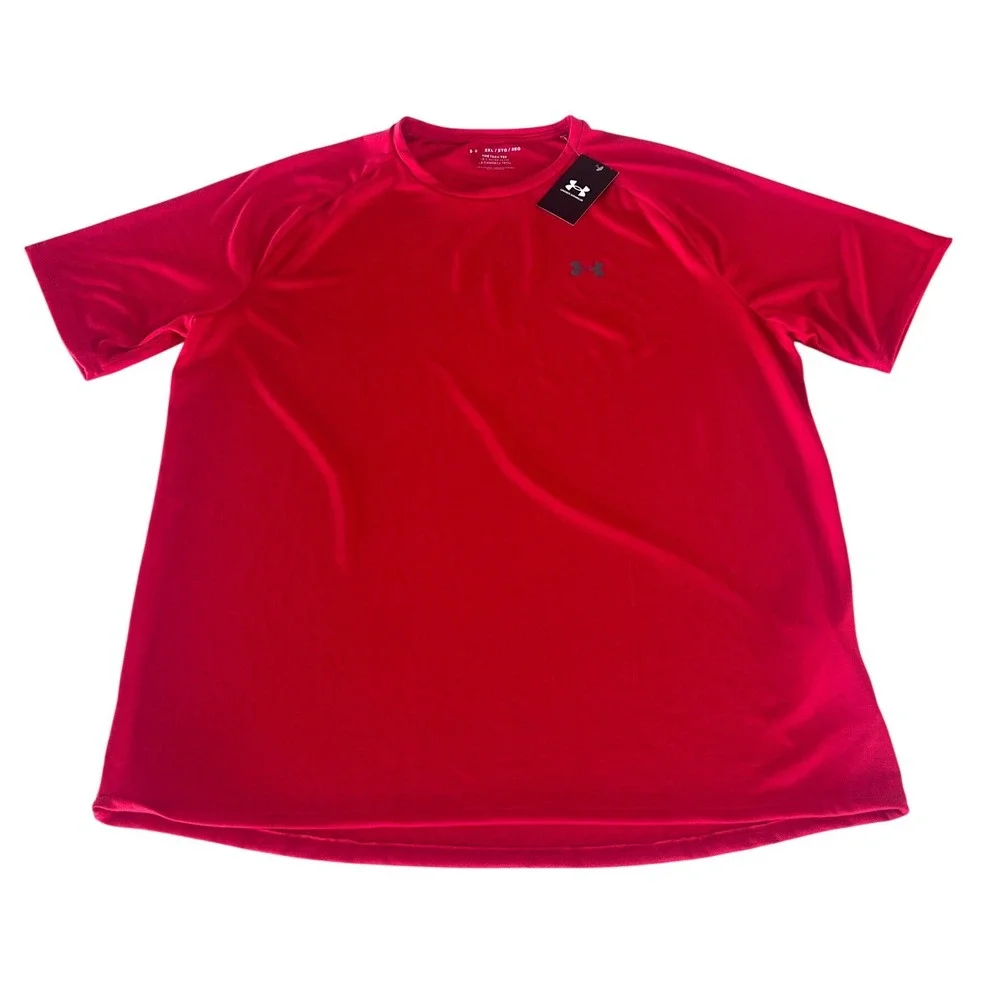 Under Armour Mens UA Tech 2.0 Short Sleeve Tee Red Loose Fit 1326413-600 2XL NEW - Picture 3 of 9